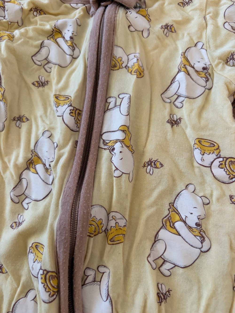 Baby Disney Yellow Winnie the Pooh Print Footed One-Piece - Picture 2 of 3